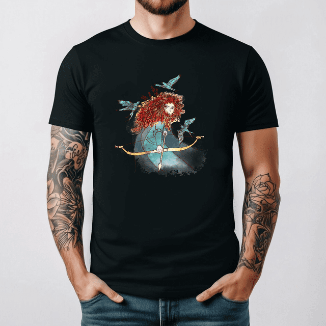 Chemise Portrait Aquarelle Rétro Disney Brave Merida Princesse, T-shirt le Royaume Magique, Disney Merida Princesse, Tee Walt Disney World