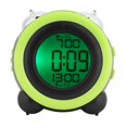 thumbnail image 3 of Reloj despertador LCD moderno a color con doble campana y cronómetro electrónico de escritorio para dormitorio y hogar, 3 of 8