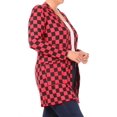 thumbnail image 3 of Women's Plus Size Casual Checkered Printed Long Sleeve Side Pockets Open Cardigan, 3 of 5