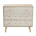 thumbnail image 3 of Baxton Studio Beau Mid-Century Modern Transitional Two-Tone White and Oak Brown Finished Wood 3-Drawer Storage Cabinet, 3 of 7