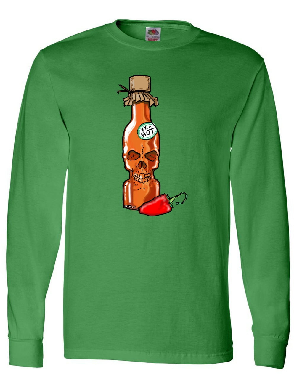 Inktastic Hot Sauce Skull Bottle with Pepper Long Sleeve TShirt