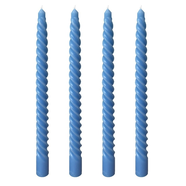 9.84in 4-Pack Taper Candles - Odorless Mixed Wax Wedding/Party Decoration Set (Blue)