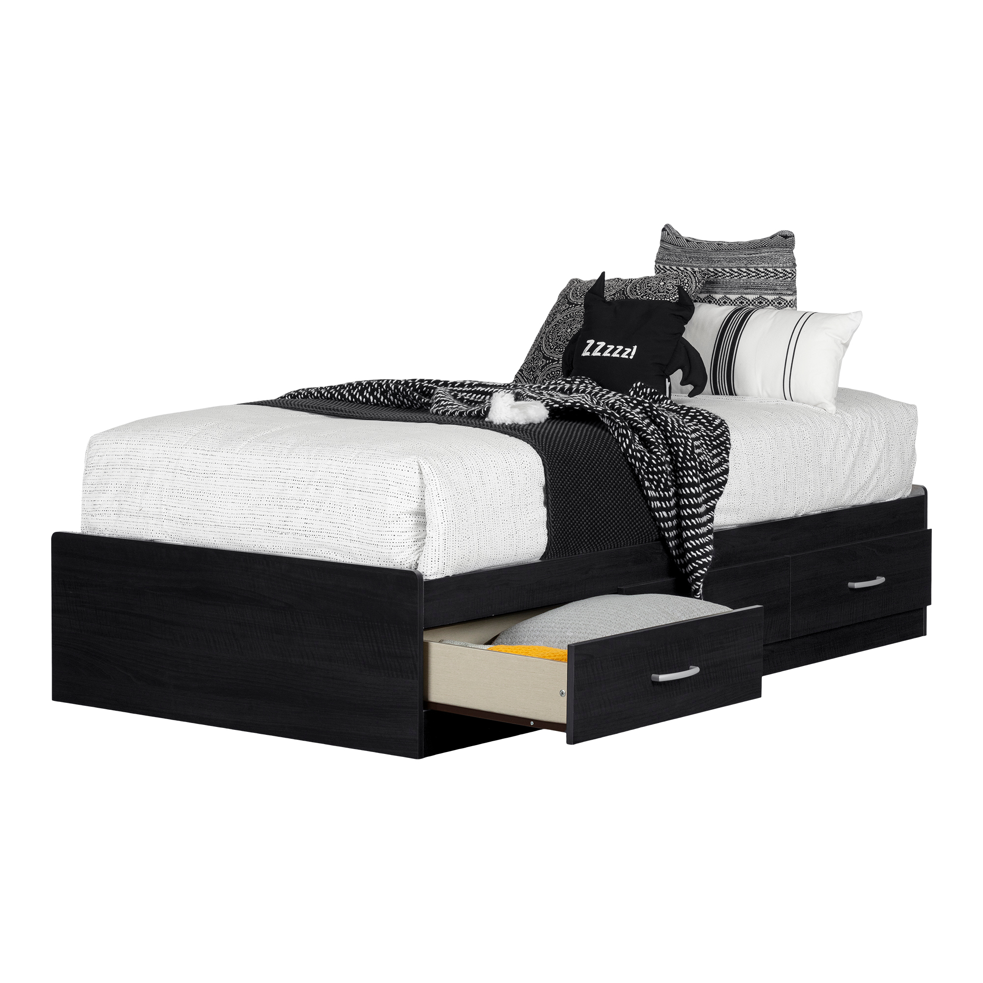 South Shore Cosmos 3-Drawer Storage Bed, Twin Black Onyx - image 3 of 9
