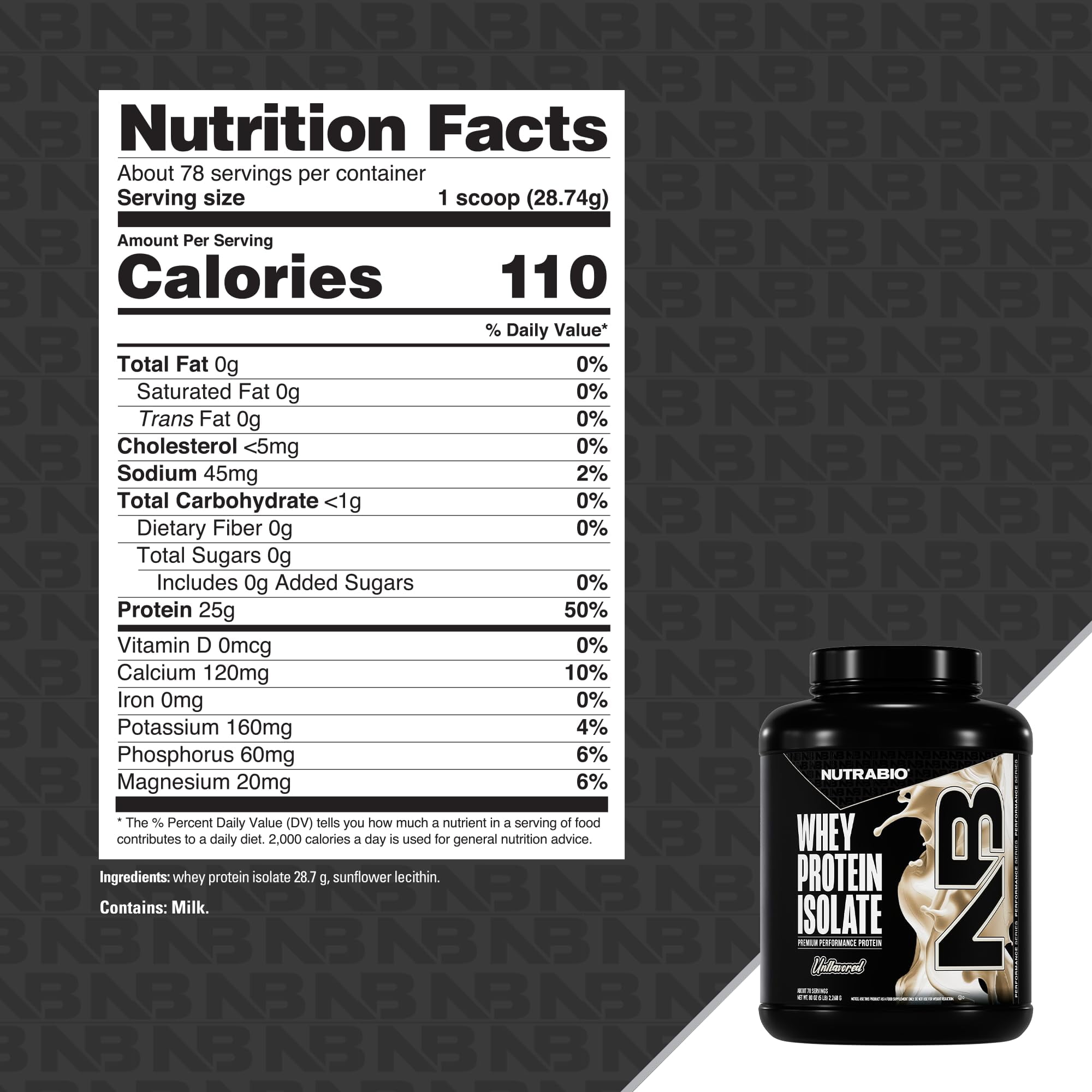 NutraBio Whey Protein Powder Isolate Supplement – 25g of Protein Per Scoop with Complete Amino Acid Profile - Soy and Gluten Free Protein Powder - Zero Fillers and Non-GMO - Raw Unflavored - 5 Lbs.