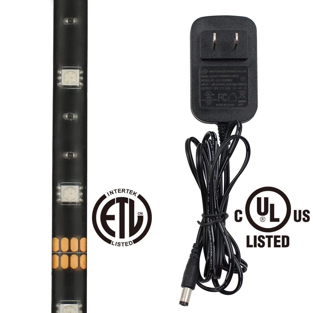 TORCHSTAR LED Strip Lights for 32 Inch-60 Inch HDTV, RGB LED TV Backlight Kit with Remote, ETL Listed, 16 Colors Changing Multi-color 5050 LEDs Bias Lighting, UL Adapter, Home Theater, Gaming Computer