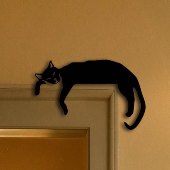 HELLOYOUNG Gothic Wall Decor Black Cat Silhouette Art - Vintage Halloween Christmas Hanging Decor for Fireplace Mantel, Boho Gothic Room Decor for Living Room Bedroom - Unique Cat Lover Gift, Witchy