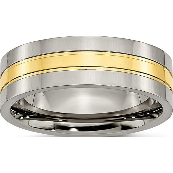 Titanium Polished Yellow Ip-Plated 7mm Grooved Band (Size 5) Made In China tb176-5