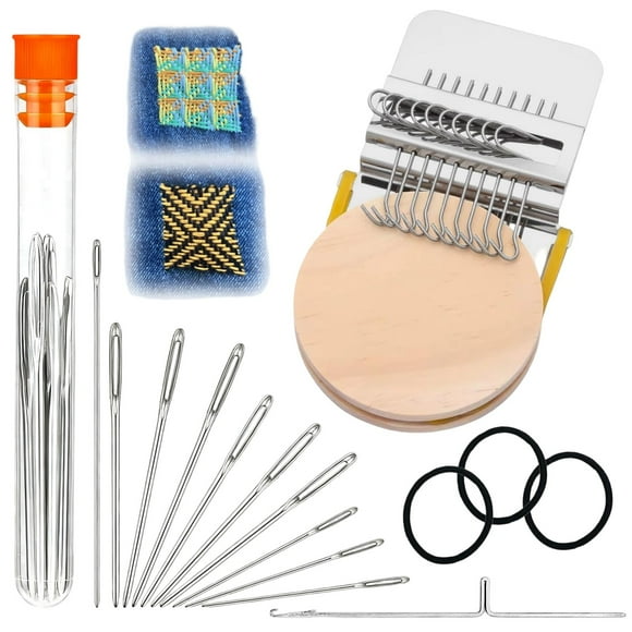 BotaniNest Knit Patch Loom Kit for Beginners - Includes 10 Hooks, Mini Looms Mending Kit, Repairs Worn Spots,Holes&Stains, Marking Buckle Style, Turns to Beautiful Patches