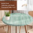 thumbnail image 4 of Green Round Tablecloth, Fitted Table Cover with Elastic for 36"-44" Round Tables, Modern Abstract Art Ombre Striped Table Cloth Outdoor Indoor Dinning Party Waterproof Tablecloths, 4 of 7