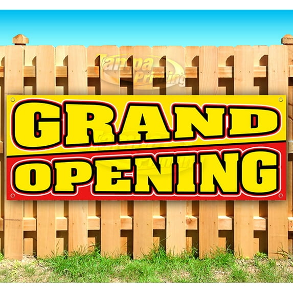 Grand Opening 13 oz Vinyl Banner With Metal Grommets