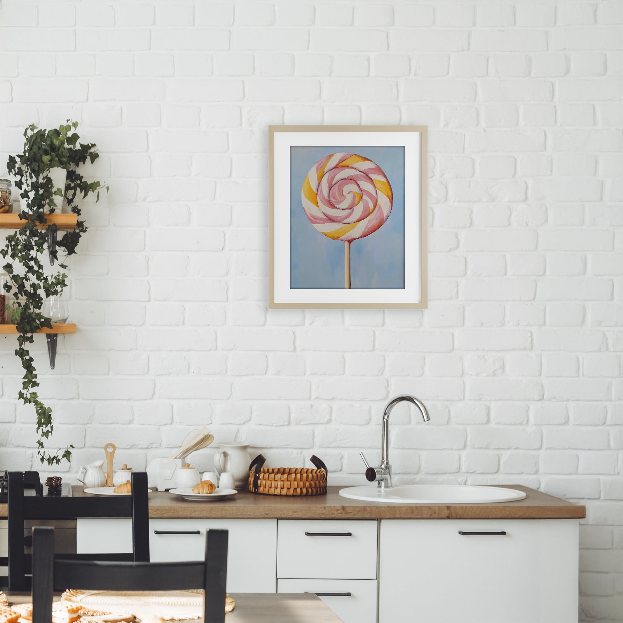 Stupell Industries Lollipop with Pink & Orange Swirl Birch Framed Print Under Glass, design by The Prints Vibe