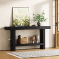 thumbnail image 6 of Finmind 63-inch Solid Wood Console Table, 2-Tier Farmhouse Entryway Table, Narrow Sofa Console Behind Couch, Black, 6 of 10
