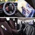 thumbnail image 4 of Uorisanigo Wolf Snow 14 Pieces Auto Seat Cover Car Steering Wheel Cover Cars Headrest Cover and Car Armrest Cover Water Cup Pad Auto Seat Belt Cover Keychain Anti-slip Elastic Fit Cars,SUVs, 4 of 6