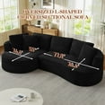 thumbnail image 3 of Muumblus Curved Sectional Sofa, Oversized L-Shaped Couch, Modern Corduroy Sleeper Couches for Living Room, Black (Chaise on Left), 3 of 11