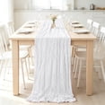 thumbnail image 6 of PoyoKee Table Runner, 118" x 35" Crinkle Gauze Table Cloth, Boho Decor Voile Tablecloth Flag, Party Decorations for Kitchen and Dining Home Decor, 6 of 6