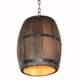 thumbnail image 1 of Yeacher Creative Retro Distinctive Wood Wine Barrel Hanging Fixture Ceiling Pendant Decoration Lamp Lighting Bar, 1 of 8