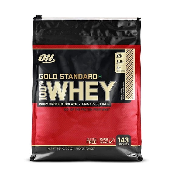 Optimum Nutrition Gold Standard 100% Whey Protein Powder, Rocky Road, 24g Protein, 10 Lb
