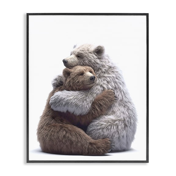 Stupell Industries Hugging Bear Pair Animals & Insects Painting Black Framed Art Print Wall Art, 24 x 30