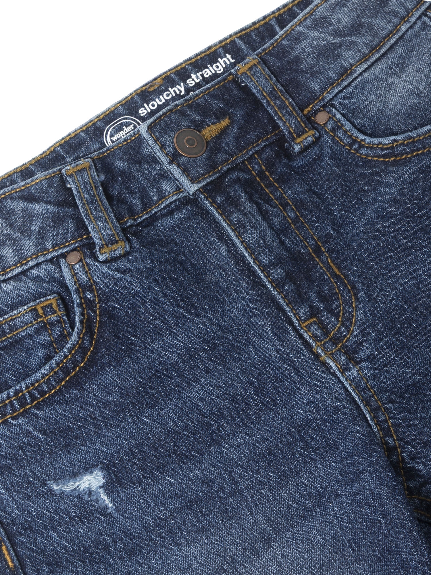 Wonder Nation Girls Slouchy Straight Jeans, Sizes 5-18
