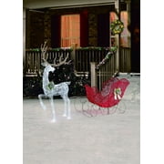 Holiday Time Christmas Indoor and Outdoor Decoration 54" Deer and Red Sleigh with 120 LED Holiday Lights