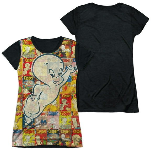 Casper - Covered - Juniors Teen Girls Black Back Sleeve Shirt - X-Large