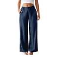 thumbnail image 6 of RUTAYY Women's Pants Loose Fit Solid Color Straight Leg Long Bottoms Casual Daily Wear with Pockets Comfortable Classic Seaside Trousers, 6 of 6