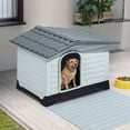 thumbnail image 2 of Uforic 36" Waterproof Plastic Dog House with Porch & Cushion, Outdoor Indoor Double Door Doghouse,Gray,36''Lx 27.1''Wx 26"H, 2 of 9