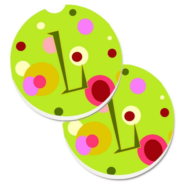Lettre L Monogramme Vert Lime Ensemble de 2 Porte-Gobelets sous-Verre de Voiture