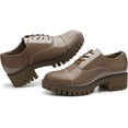thumbnail image 3 of JABASIC Women Platform Oxford Shoes Mid Heel Lace-up Oxfords (8,Brown), 3 of 6