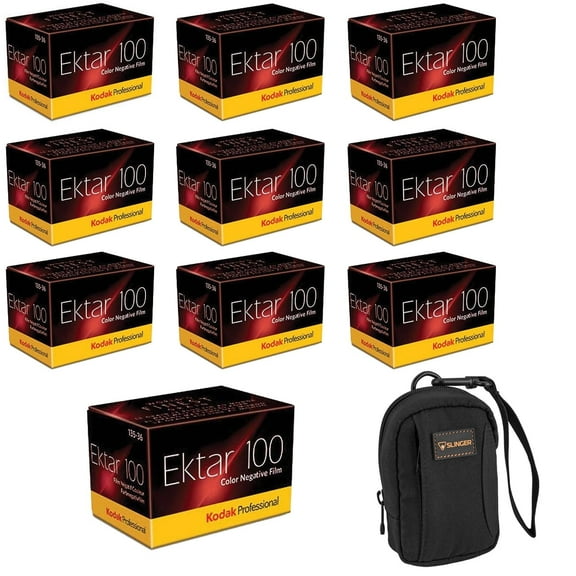 Kodak Ektar 100 Color 35mm Negative Roll Film, 10-Pack, with Camera Bag