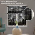 thumbnail image 4 of Halloween Creepy Human Skull Kitchen Curtains Horror Black All Saints'' Day Window Curtains Valance and Tier Set 36 Inch Rod Pocket Short Tier Curtain for Room, Cafe Kitchen Decor, 4 of 6