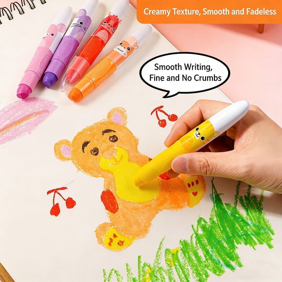 YCCMML Silky Crayons 12 Colors Twistable, Washable Water Soluble Painting Pen & Easy Clean Art Supplies for Creative Fun