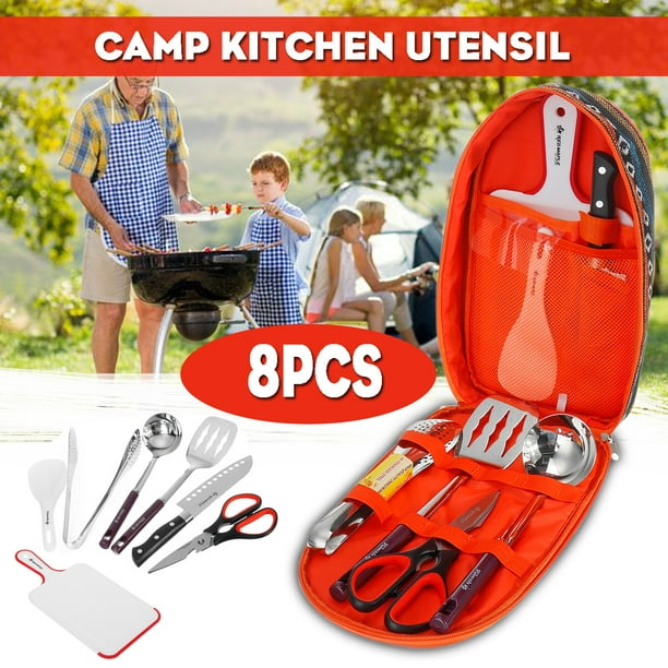8pcs Camping Cooking Utensils Outdoor Set Kitchen Cookware Gear