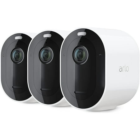 Arlo Pro 4 Spotlight Security Camera, 3 Pack, White, VMC4350P