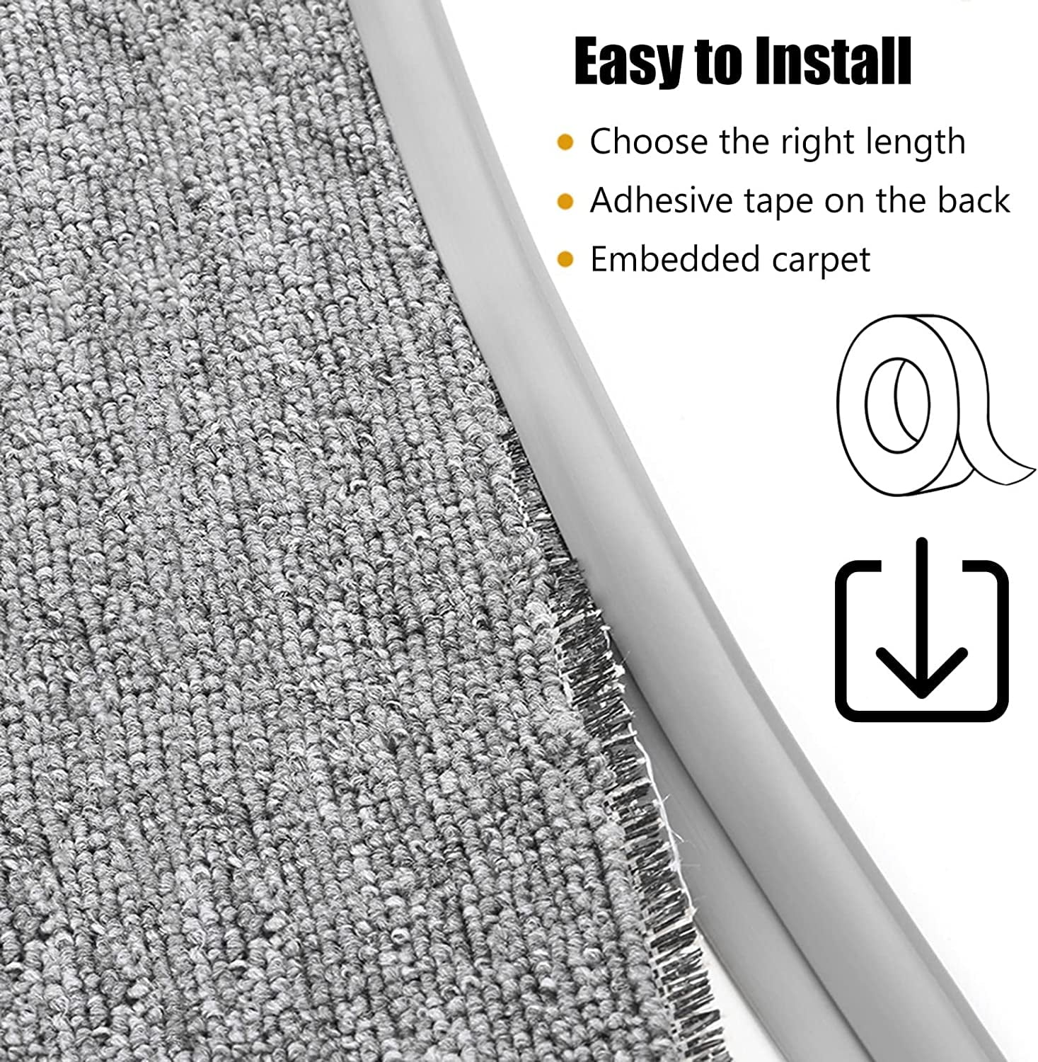 Carpet Edge Binding Trim, Self Adhesive Grey Floor Transition Strip/Rugs Edging Bar for Indoor Doormat Protect, Flexible PVC Seal Molding Robot Vacuum Cleaner (700cm (23ft)) - 700cm (23ft)