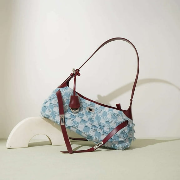 Women's Elegant Commuter Bag - Modern Denim and Leather Sg Overhead Purse