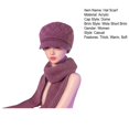 thumbnail image 4 of YAOBAMM Cold Blocking Hat Winter Hat Scarf Set Knitted Thick Warm Soft Elastic Short Brim Solid Color Beret Outdoor, 4 of 7