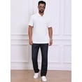 thumbnail image 2 of DARING DIVA Men's Jacquard Short Sleeve Button Down Collared Polo Shirts S White, 2 of 7