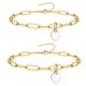 thumbnail image 1 of Pulseras y tobilleras de corazón de acero inoxidable para hombres y mujeres, pulsera (15+5 cm), tobillera (21+5 cm) ajustable MFZFUKR BST3002183-1, 1 of 6