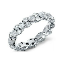 1.00 T.C.W Round Shaped Genuine Diamond Stunning Wedding Eternity Band for Women Solid 14K White Gold Size 3.5