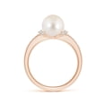 thumbnail image 2 of ANGARA Freshwater Cultured Pearl Ring with Diamond Collar in 14K Rose Gold for Women | June Birthstone, Birthday, Anniversary, Jewelry Gift for Women | Pearl Ring, 2 of 8