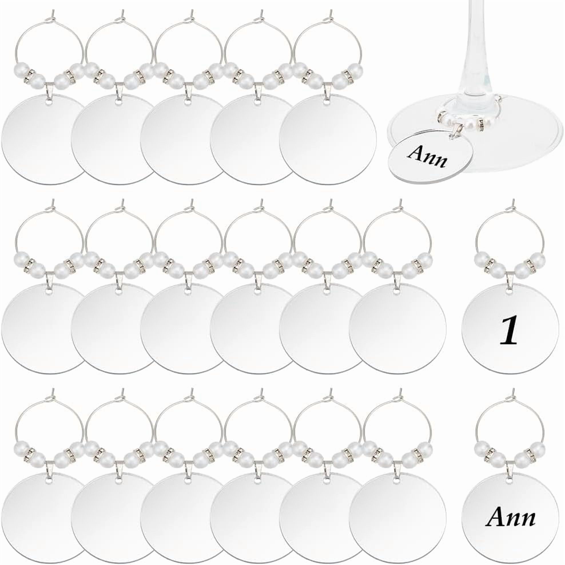 Colingmill White 50 Pcs Bow Decor Bow Drink Tags Coquette Wine Glass Charms Acrylic Knot Drink Tag For Bachelorette Birthday Wedding Coquette Tasting Party Decorations Accessory