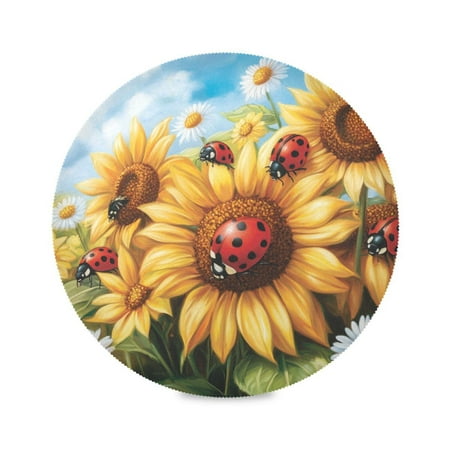 

15.4inch Round Placemats DIY Printing Design Suitable for Kitchen Table Party Decoration Sunflowe