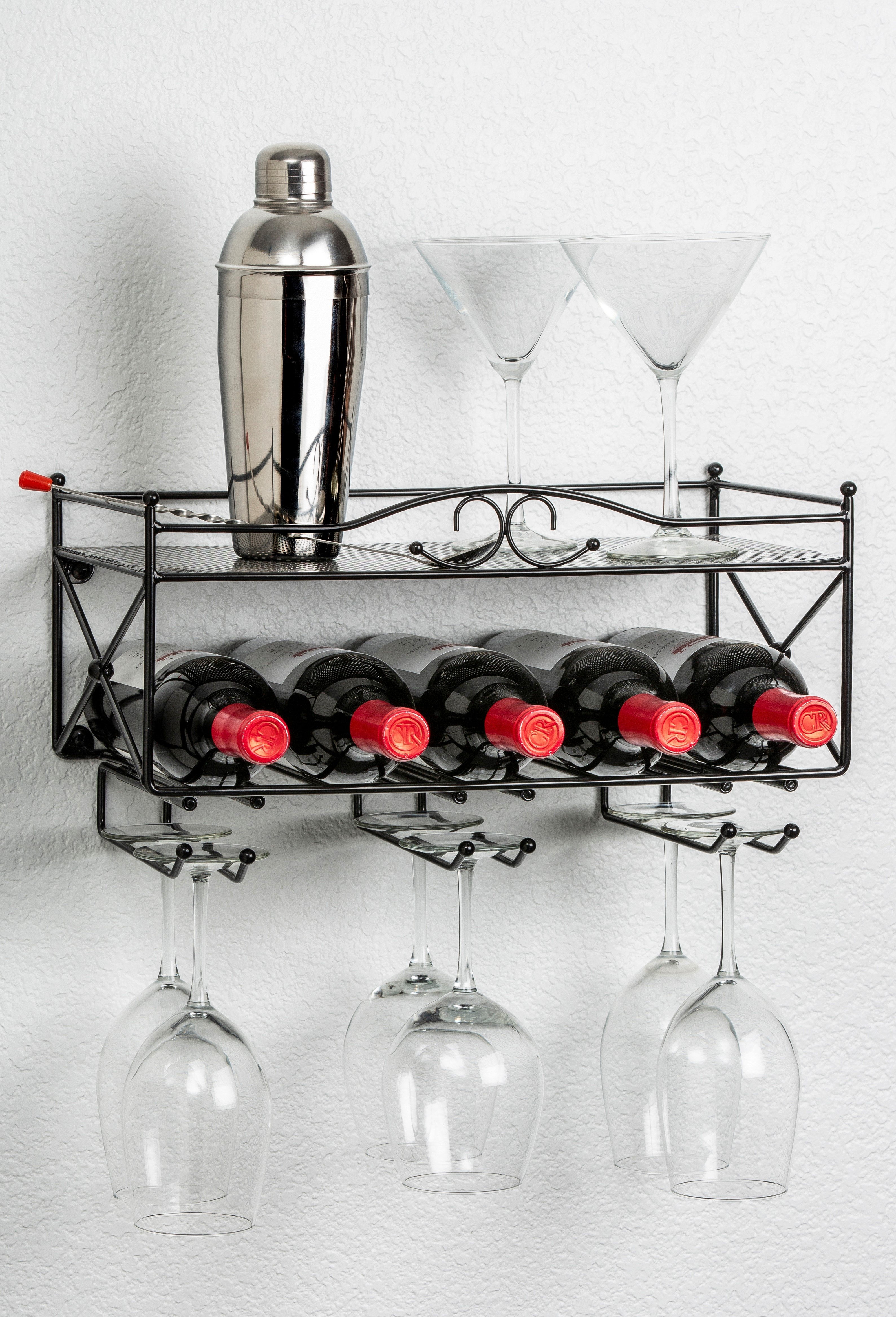Creative Wrought Iron Wine Glass Rack Hanging Holder for Wine Glasses Tinyuet Wine Cup Rack 6 Hooks Stemware Wine Glass Holder 