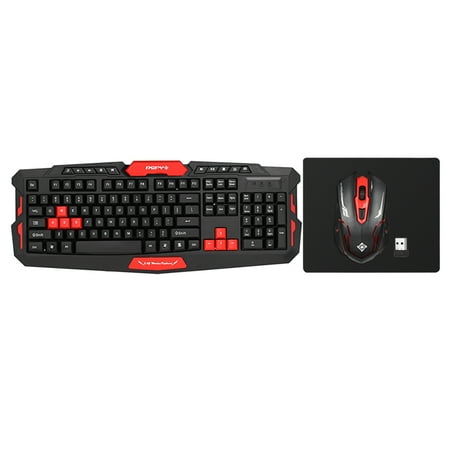 Usb Keyboard Mouse Combo DSFY 2.4GHz Wireless Gaming Keyboard Mouse Combo 19 Keys Anti-ghosting Adjustable DPI USB Receiver Adapter Mouse Mat for Desktop Notebook Laptop PC Computer ()