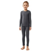 SIORO Thermal Underwear for Girls Double Fleece Warm Long Johns Ultra Soft Base Layer Set, Year 14, Gray