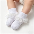 thumbnail image 3 of Gyujnb White Lace Ruffle Gold Cross Baptism Baby Crew Socks Soft Non- Grip for Baby Toddlers, 3 of 3