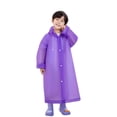 thumbnail image 2 of Kids Rain Poncho, Reusable Waterproof Hooded Rain Cape for Children with Adjustable Drawstring, Portable Tear-Resistant EVA Rain Gear for Outdoor Play, School, Hiking, and Camping, 2 of 6