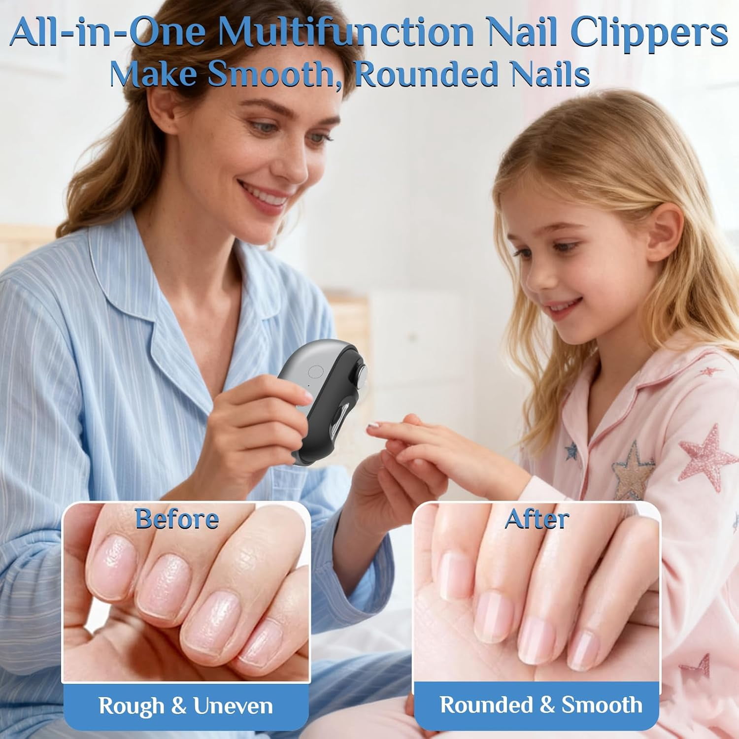 Electric Nail Clippers for Seniors, 2026 2 in 1 Electric Nail Clipper Multifunctional Electric Toenail Clippers for Adults，Kids with Polishing and 2 Speeds