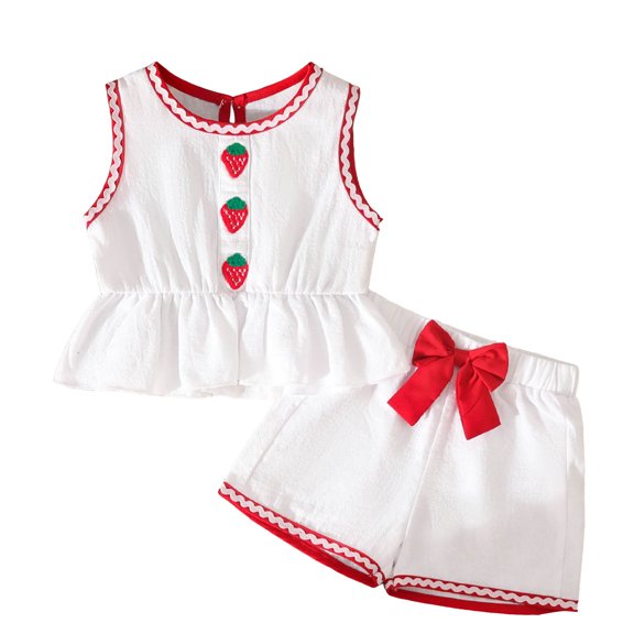Zaveiop Toddler Baby Girl Clothes Knit Floral Fly Sleeve Tops Shorts Cute Summer Spring Outfits Infant Baby Girl Clothing Set (2-3 Years, White)